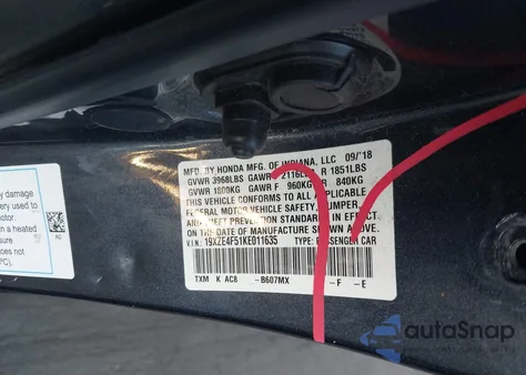 2019 Honda Insight Ex z USA, uszkodzony, nr VIN 19XZE4F51KE011635